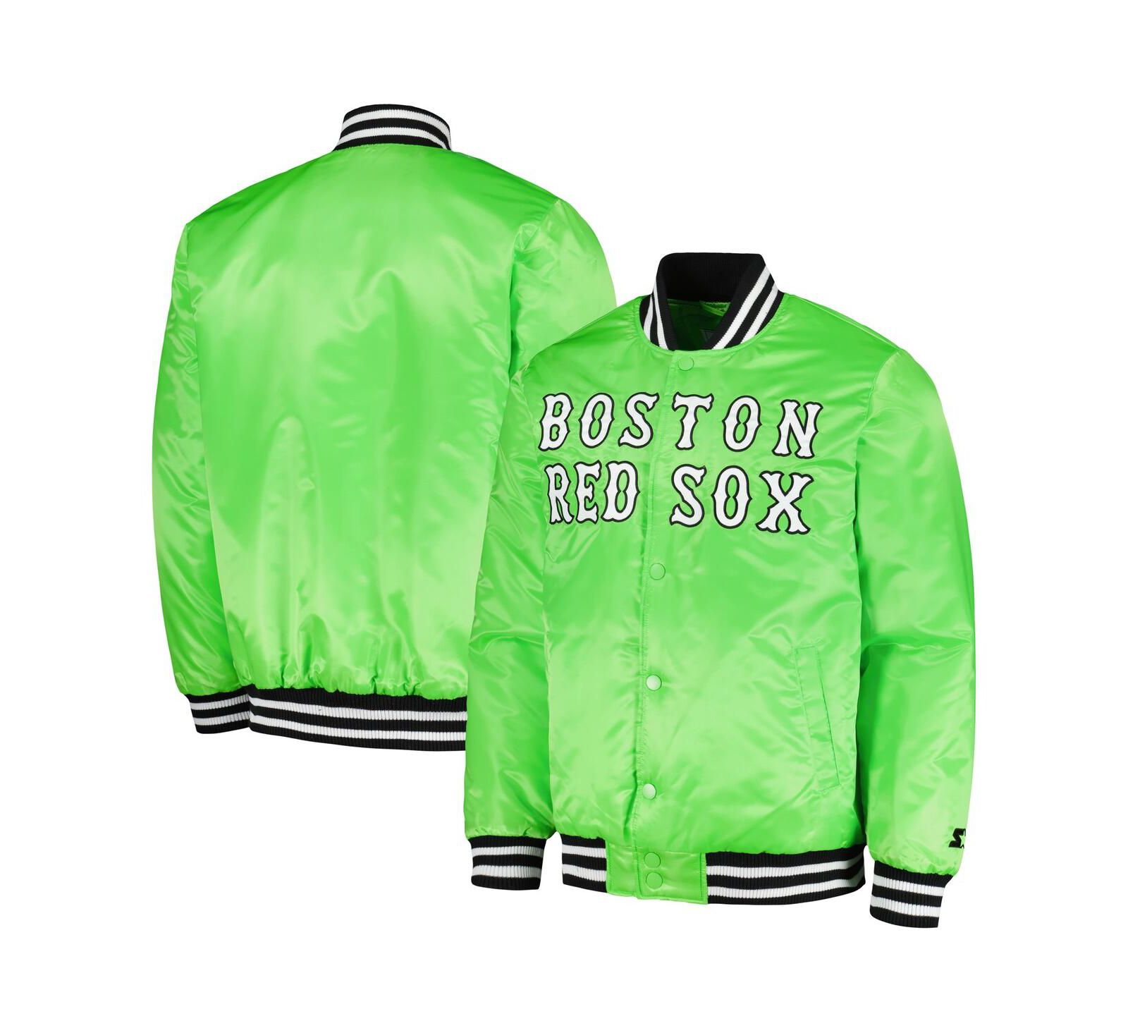 Starter Мужская куртка-бомбер Boston Red Sox Cross Bronx Fashion Satin Full-Snap Varsity