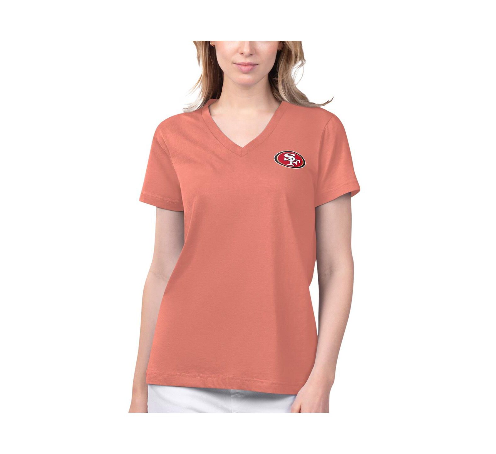 Женская футболка Margaritaville Coral San Francisco 49ers Game Time V-Neck