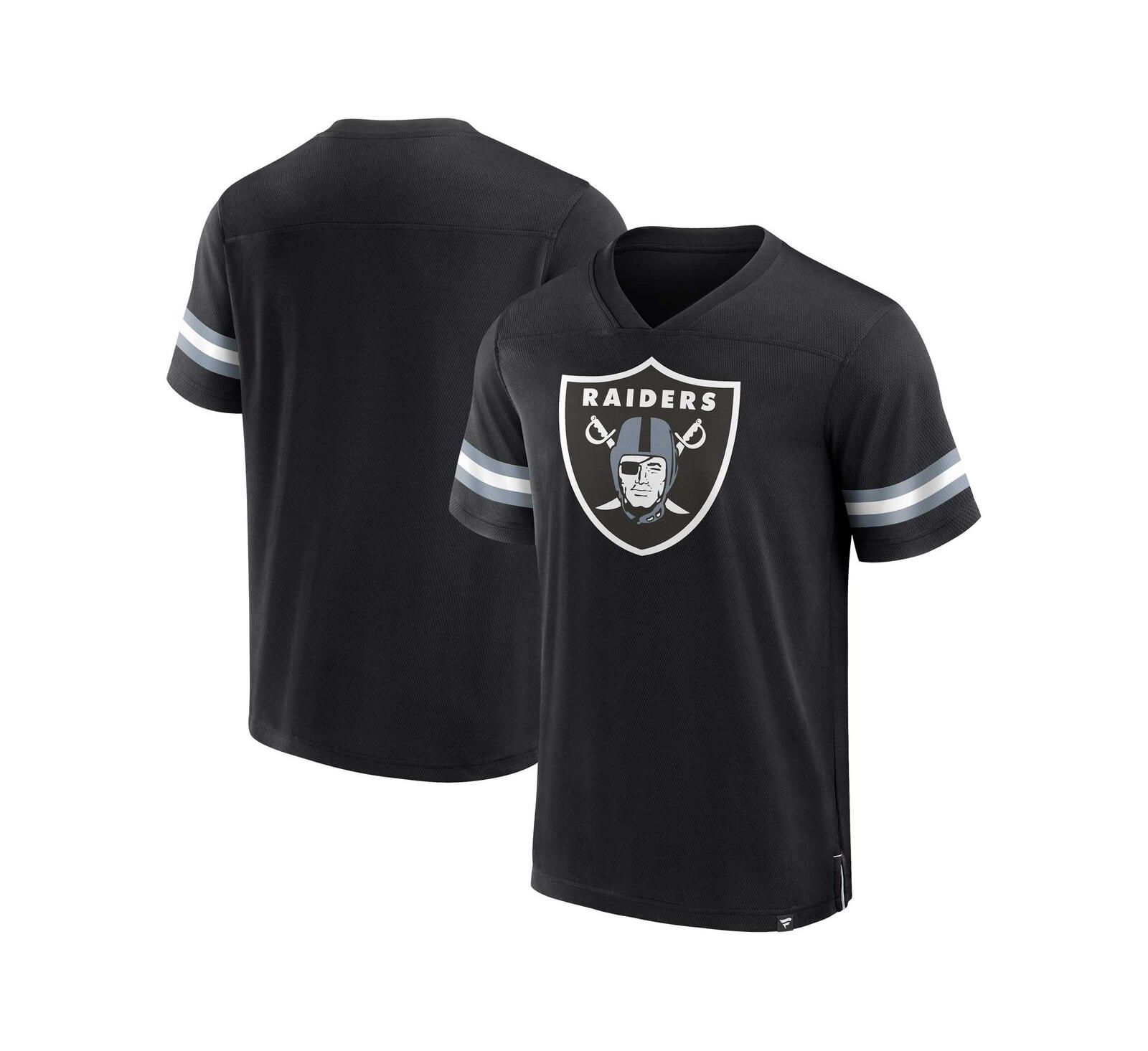 Мужская футболка Las Vegas Raiders Jersey Tackle V-Neck, черная, Fanatics