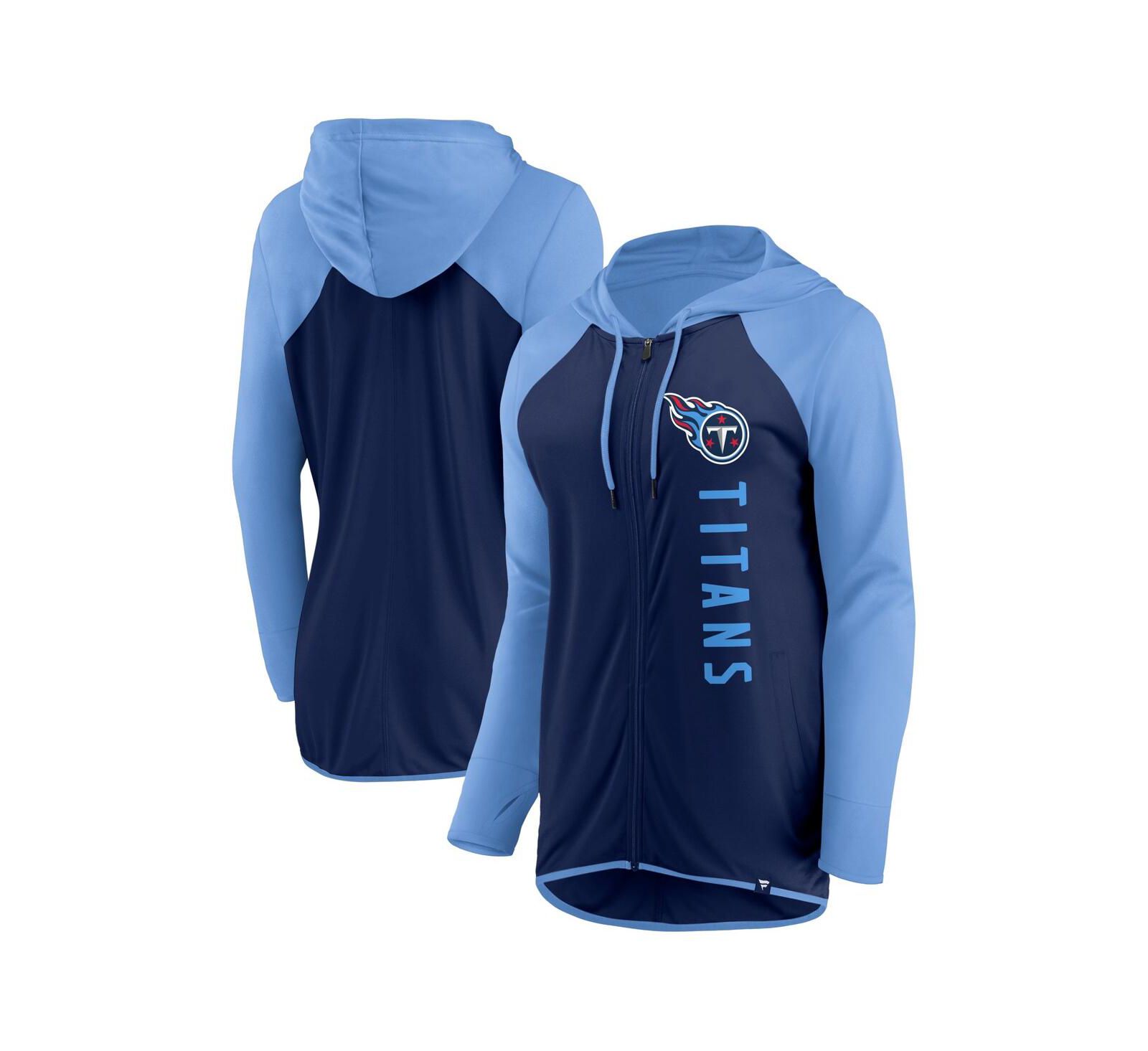 Женское худи Fanatics Full-Zip в цветах Navy и Light Blue с принтом Tennessee Titans Forever