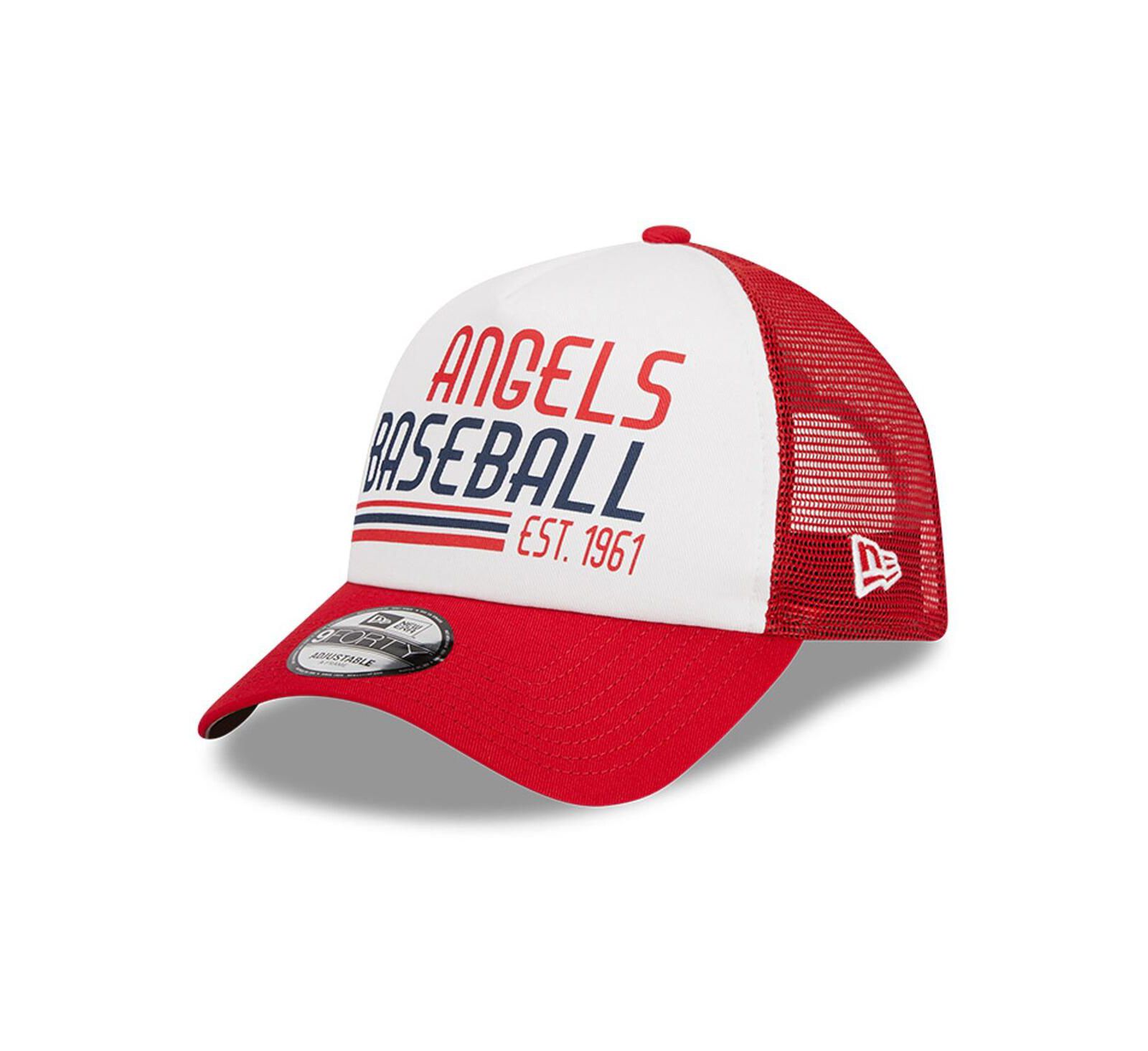 Мужская кепка New Era Los Angeles Angels Stacked A-Frame Trucker 9FORTY, белая/красная