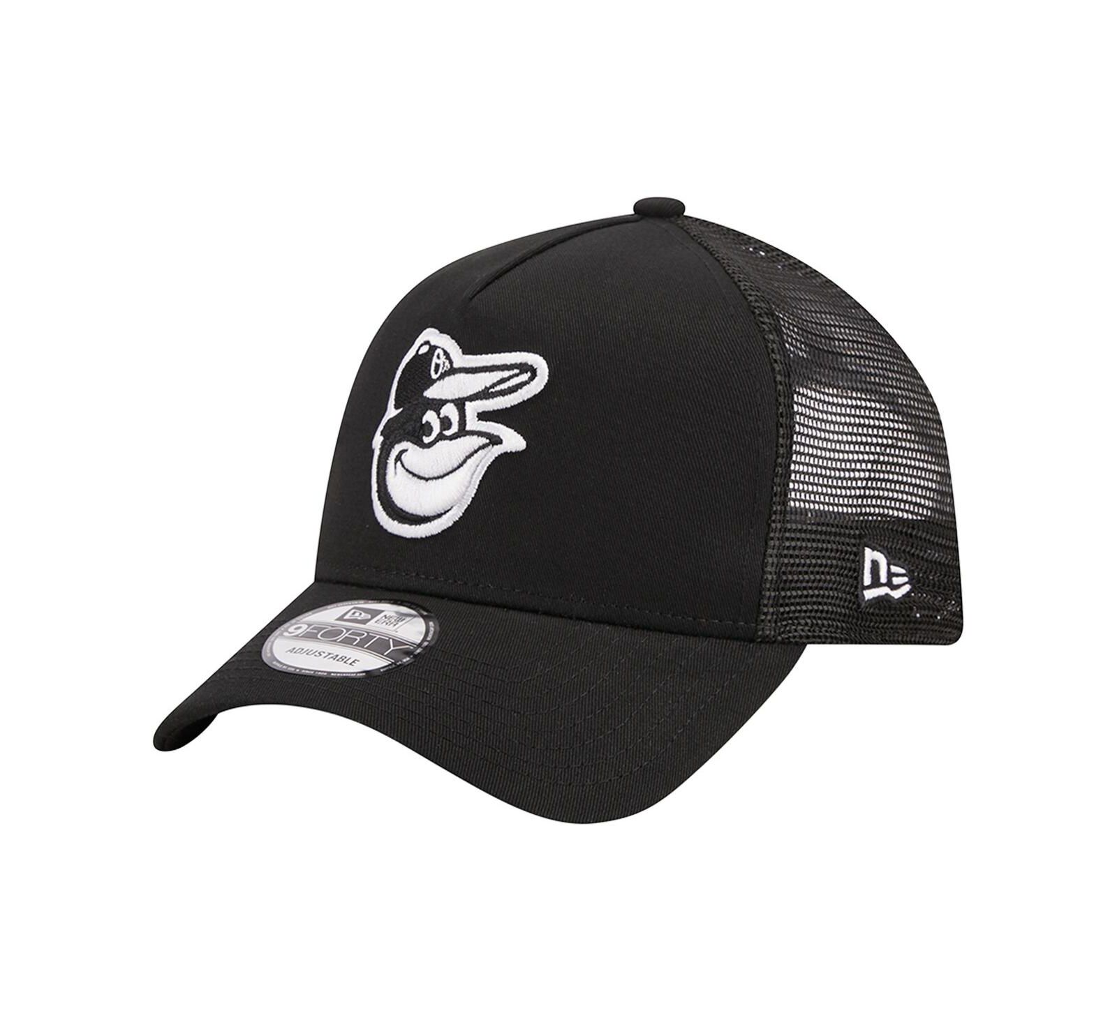 Мужская кепка New Era Black Baltimore Orioles A-Frame 9FORTY Trucker Adjustable