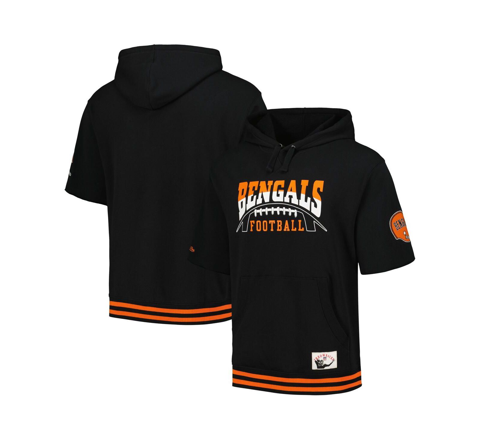 Мужское худи Mitchell & Ness Black Cincinnati Bengals Pre-Game с коротким рукавом