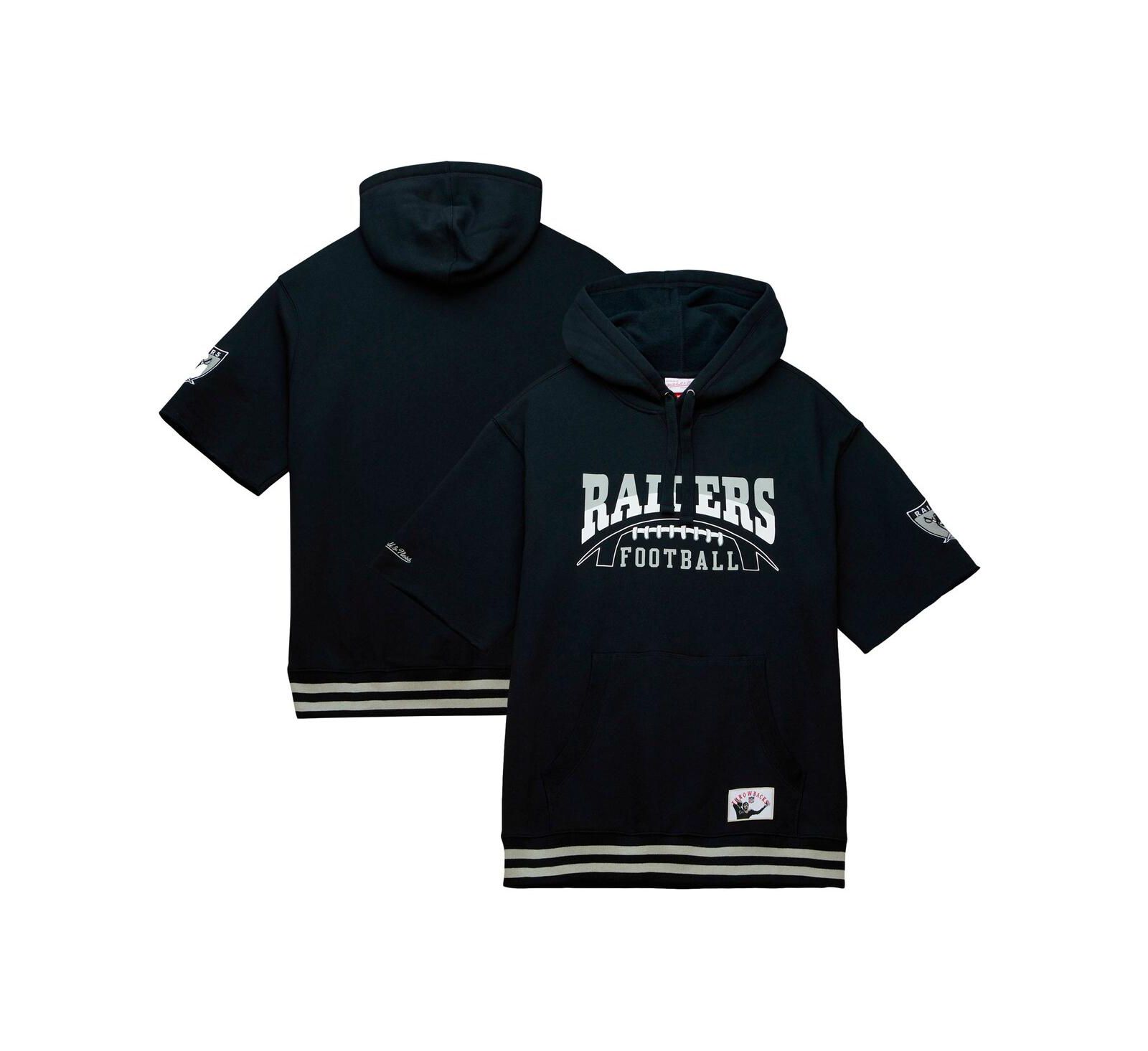 Мужская толстовка Mitchell & Ness Black Las Vegas Raiders Pre-Game Short Sleeve Pullover Hoodie