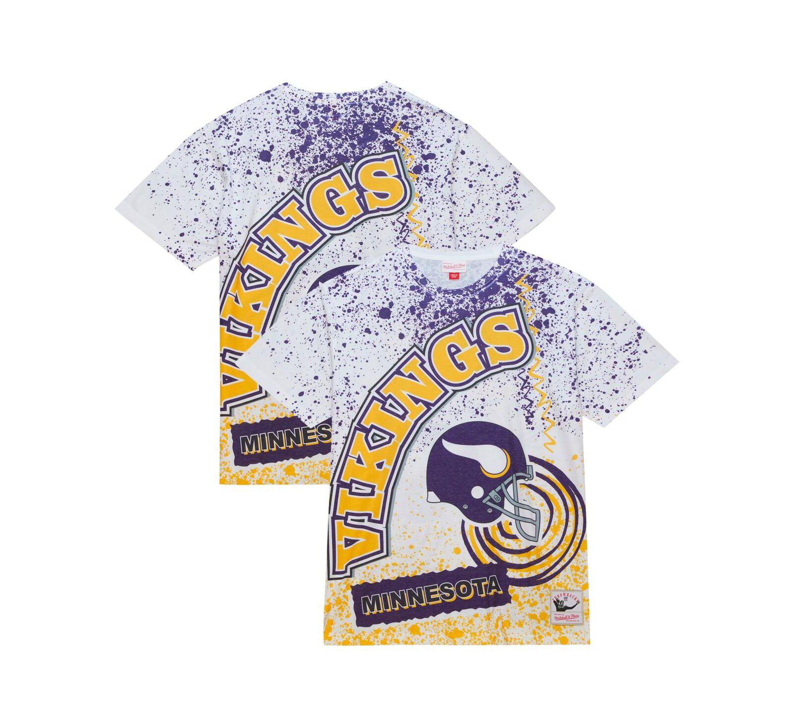 Men's Mitchell & Ness White Minnesota Vikings Team Burst Sublimated T-Shirt