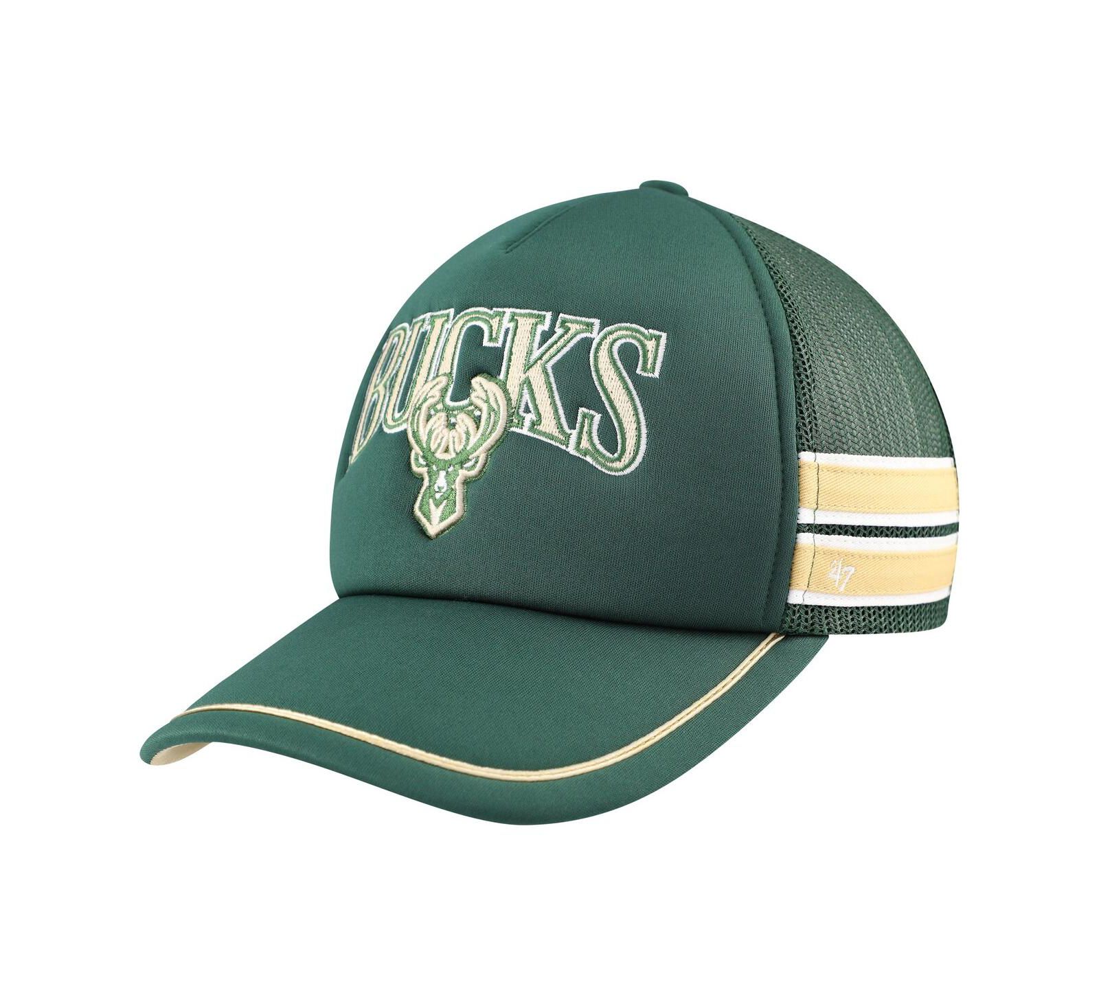 Мужская кепка '47 Brand Hunter Green Milwaukee Bucks с полосками по бокам, регулируемая