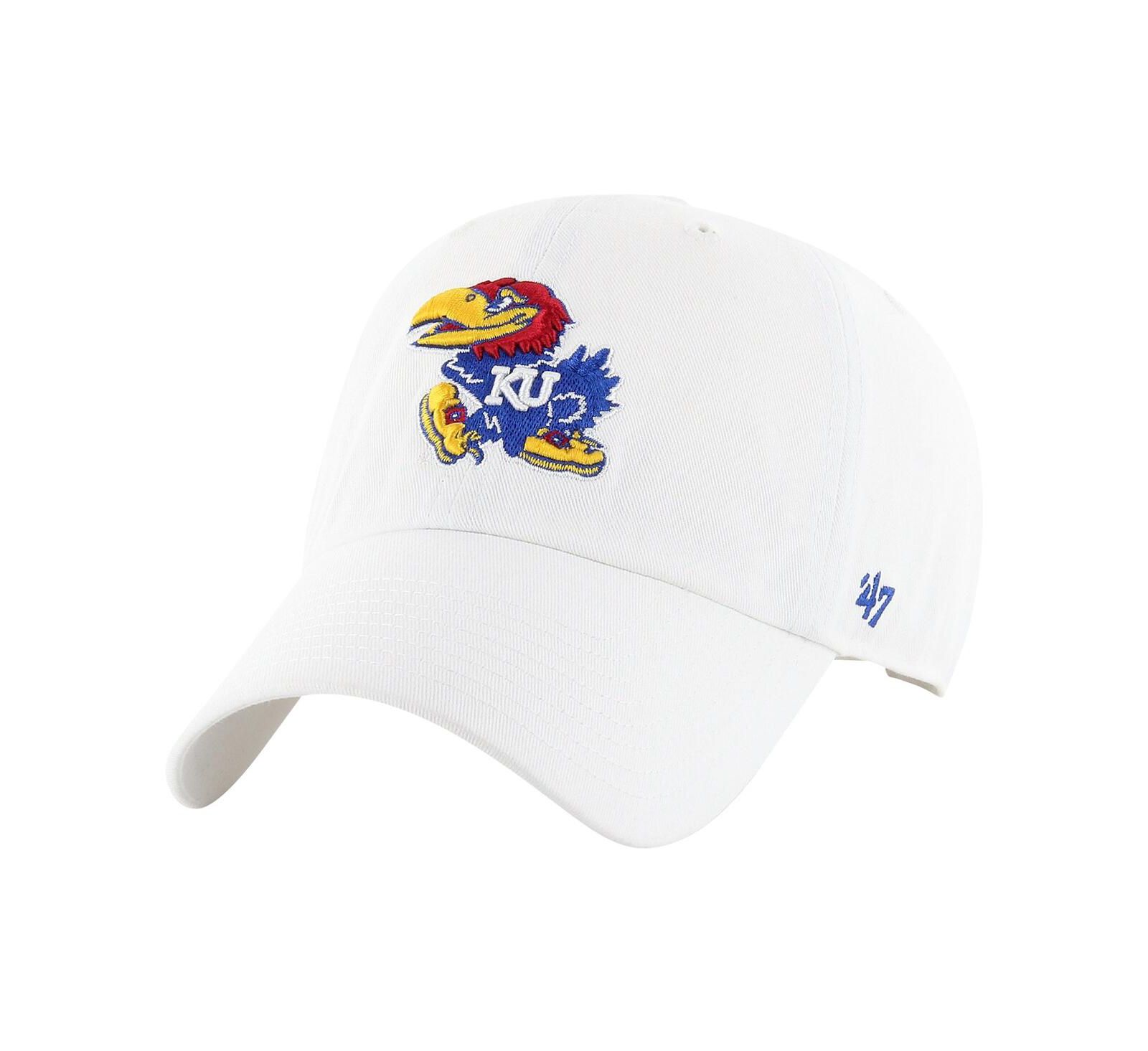 Мужская кепка '47 Brand White Kansas Jayhawks Clean Up Adjustable Hat