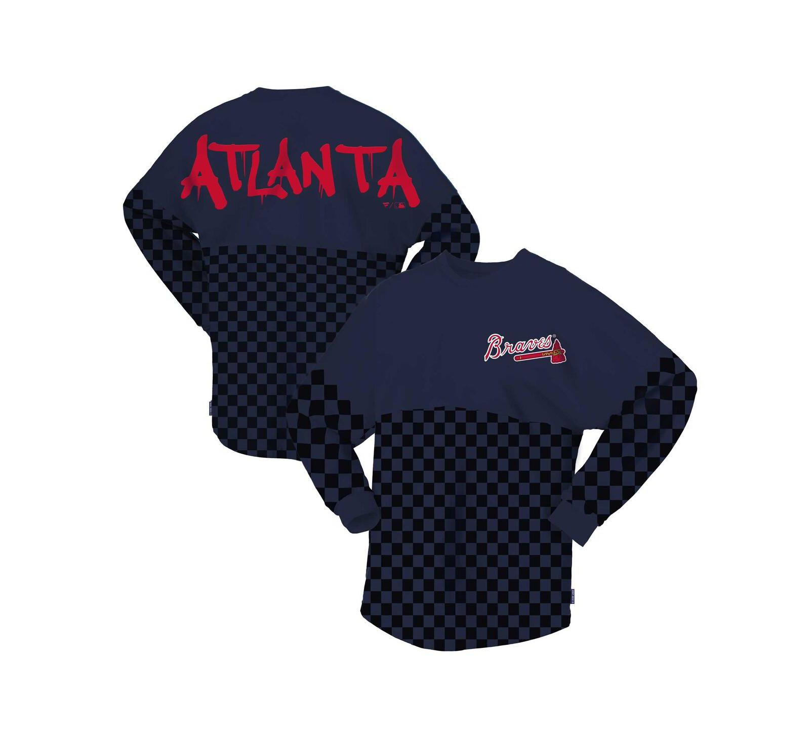 Женская футболка Spirit Jersey Atlanta Braves темно-синяя с принтом в клетку