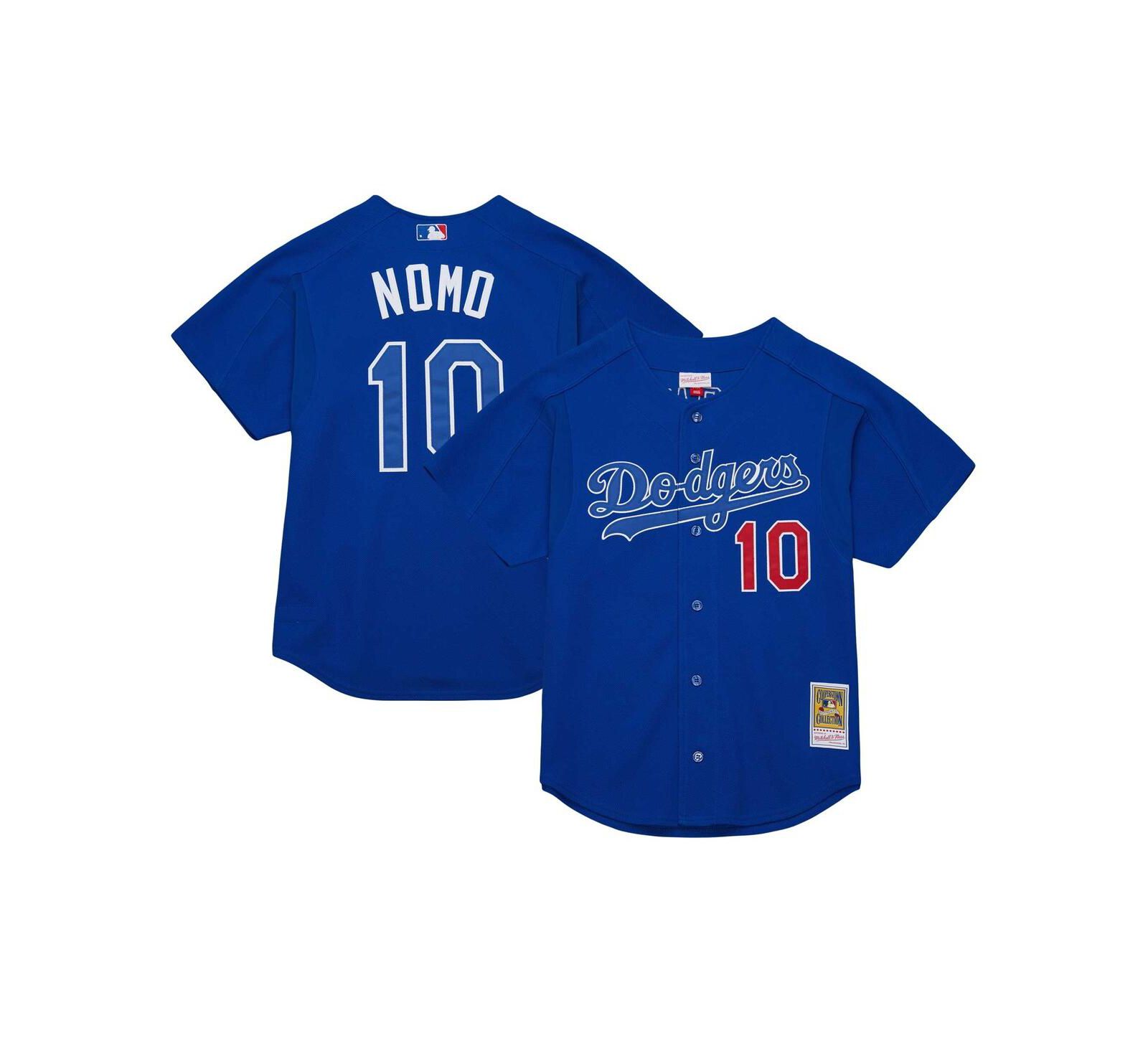 Мужская джерси Mitchell & Ness Hideo Nomo Royal Distressed Los Angeles Dodgers Cooperstown Collection 2004 Batting Practice