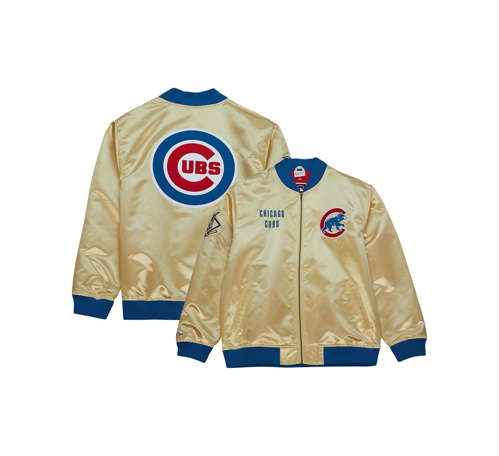 Men's Mitchell & Ness Gold Chicago Cubs OG 2.0 Lightweight Satin Full-Zip Jacket