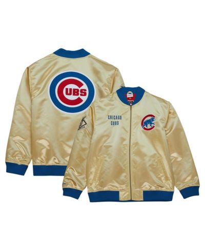 Mitchell & Ness Мужская атласная куртка с молнией Chicago Cubs OG 2.0 Gold Lightweight