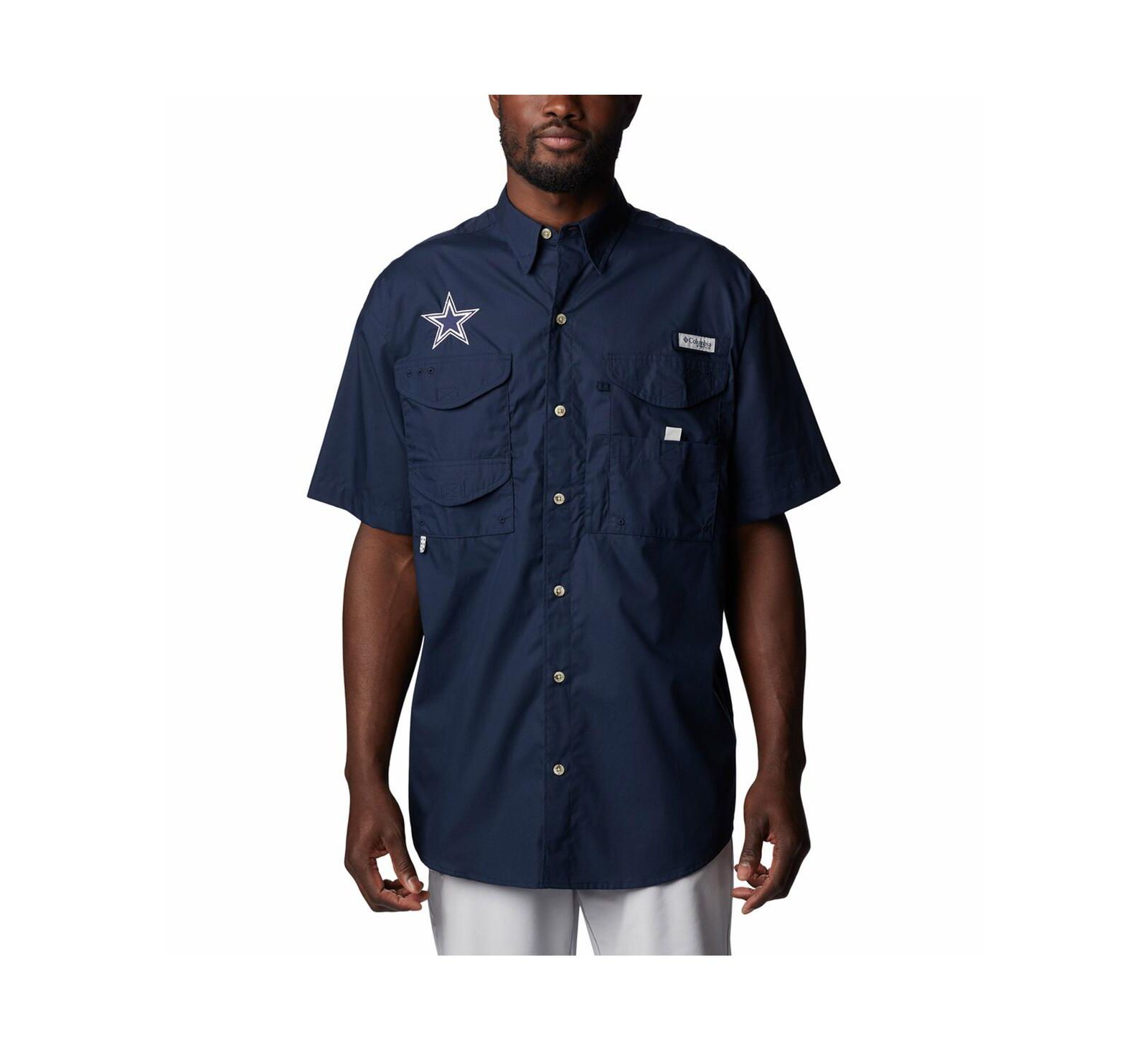 Рубашка Columbia Men's Navy Dallas Cowboys Bonehead Team Button-Up