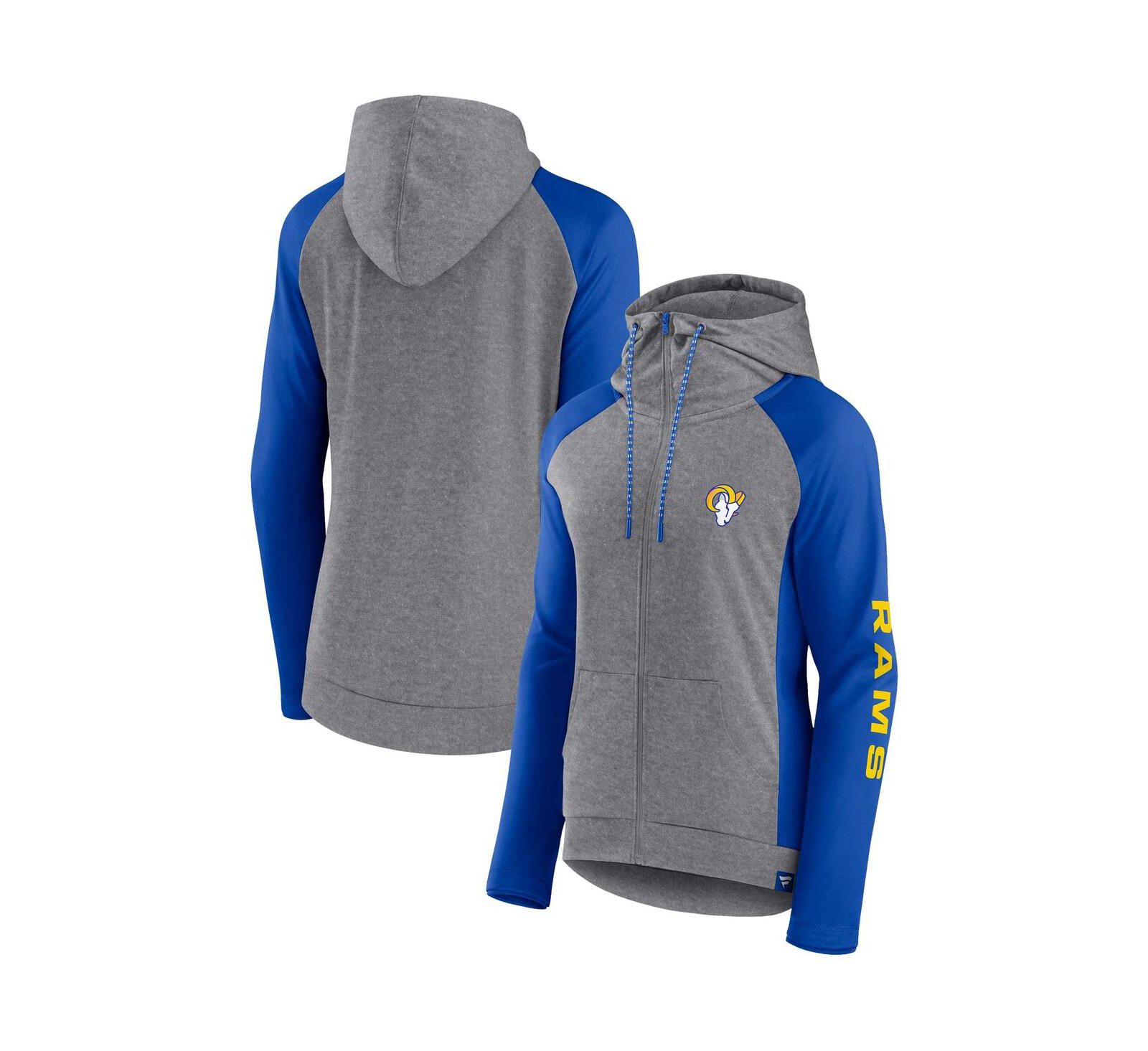 Женский худи Fanatics Heather Gray, College Royal Los Angeles Rams Lightweight Full-Zip