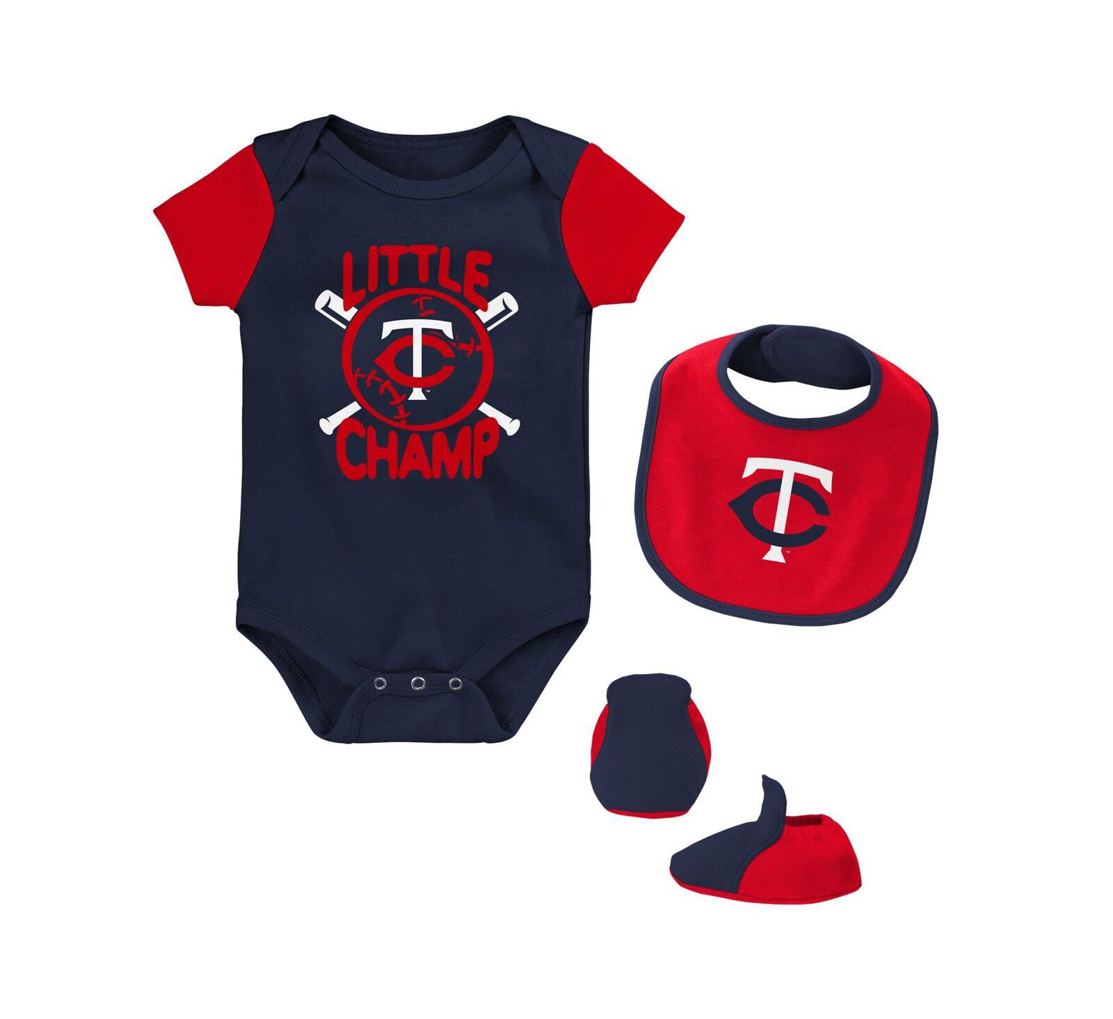 Комплект из 3 предметов (боди, нагрудник, пинетки) для новорожденных Minnesota Twins, темно-синий/красный