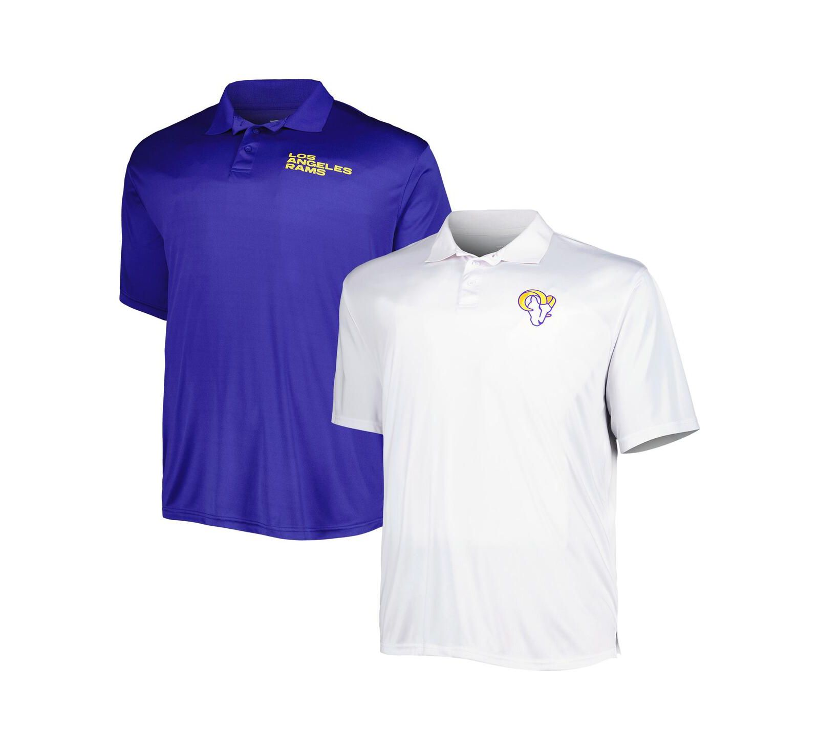 Men's Fanatics Royal, White Los Angeles Rams Solid Two-Pack Big and Tall Polo Shirt Set