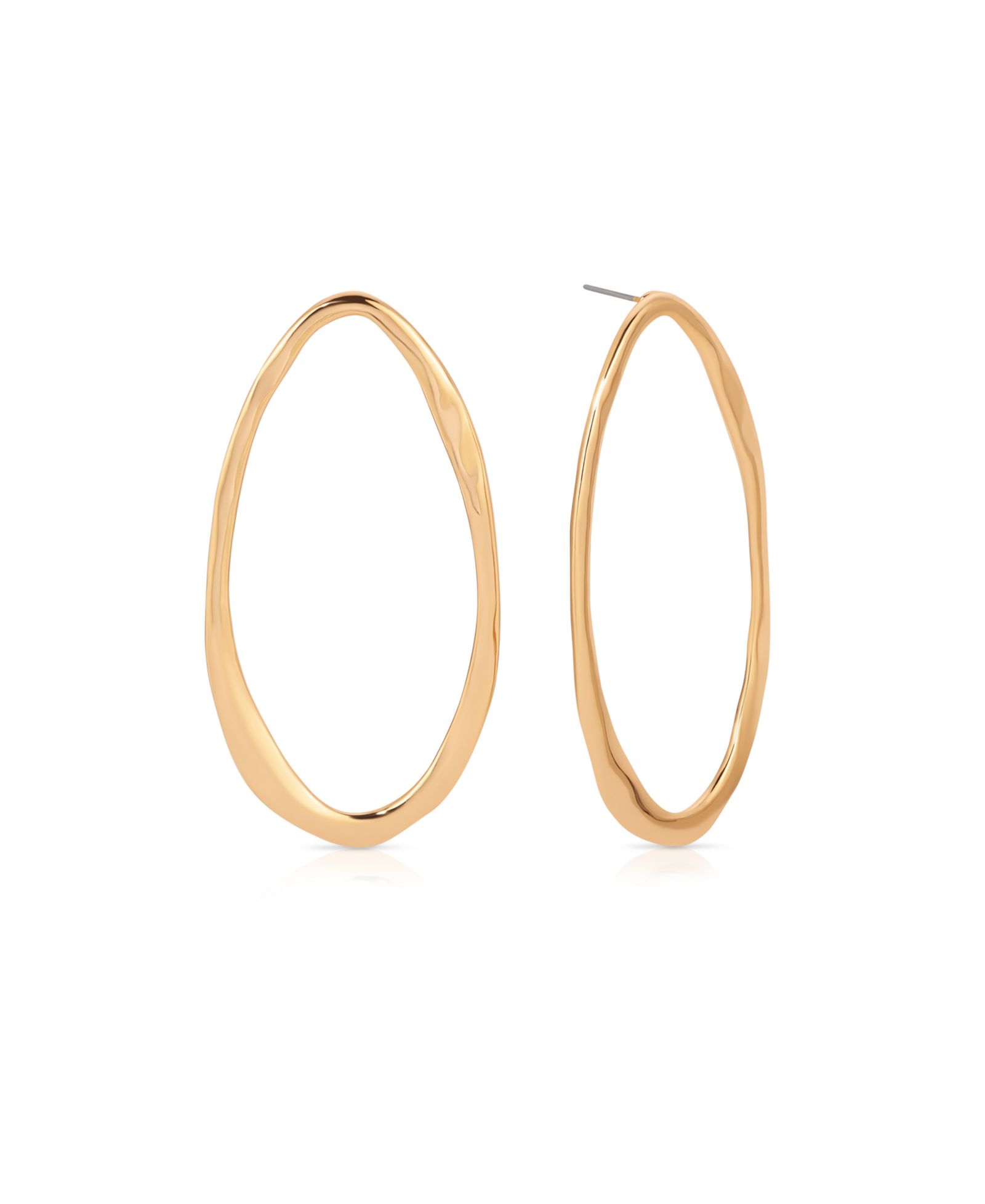 ETTIKA Hammered 18K Gold-Plated Large Oval Earrings