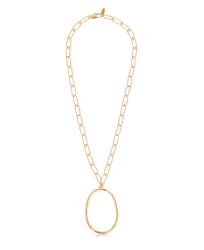 ETTIKA Large 18K Gold-Plated Oval Pendant Chain Link Necklace