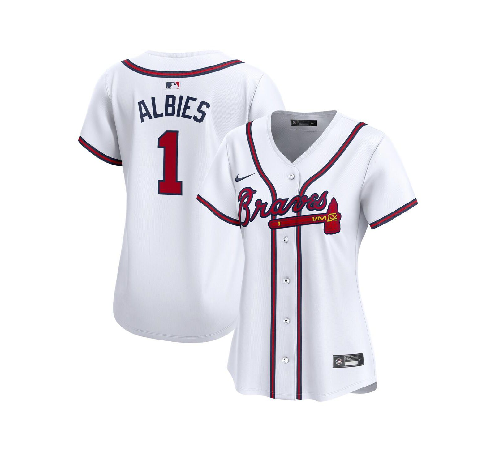 Женская джерси Nike Ozzie Albies White Atlanta Braves