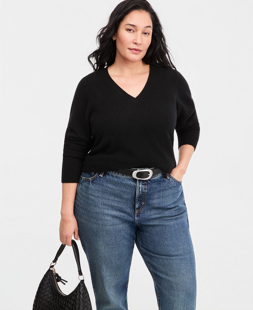 Джемпер Charter Club Plus Size 100% Cashmere V-Neck