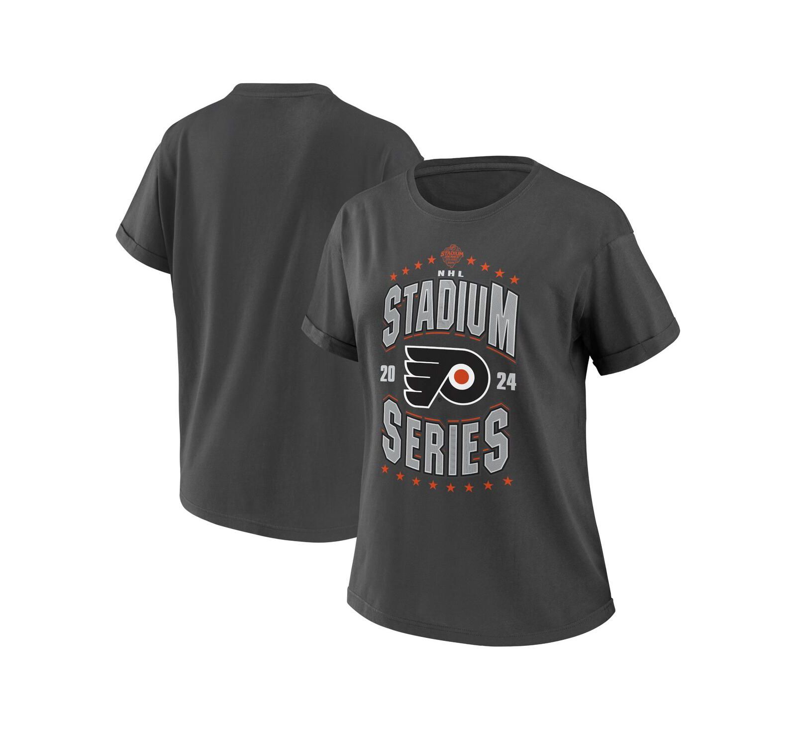 Women's WEAR by Erin Andrews Charcoal Philadelphia Flyers 2024 NHL Stadium Series Boyfriend T-shirt