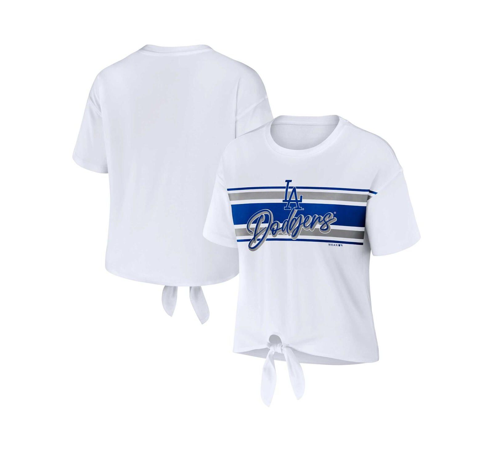 Женская футболка WEAR by Erin Andrews White Los Angeles Dodgers Front Tie