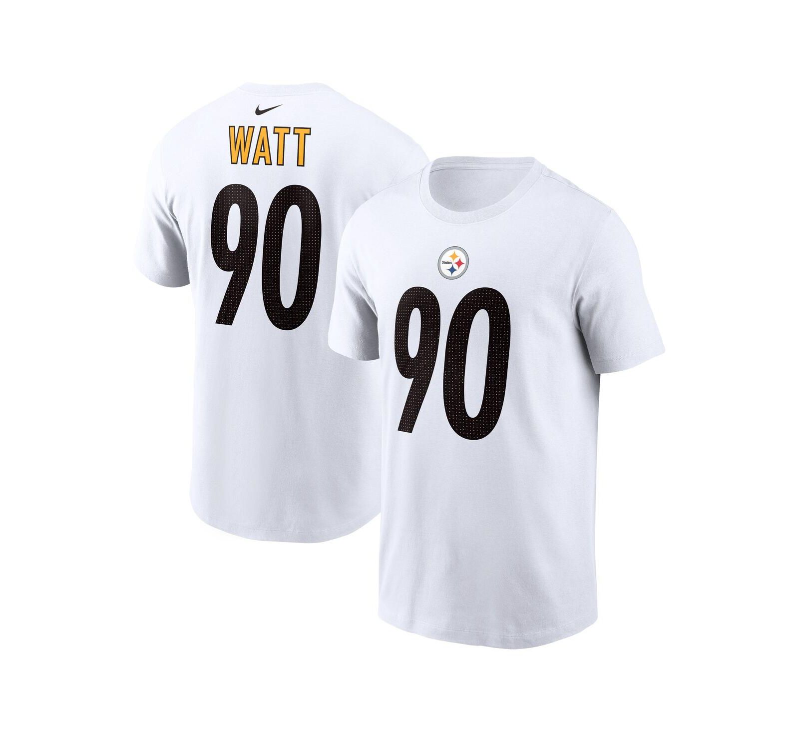 Men's Nike T.J. Watt White Pittsburgh Steelers Player Name and Number T-shirt