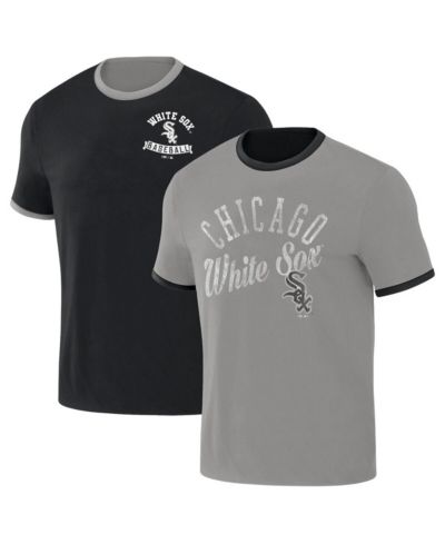 Men's Darius Rucker Collection by Fanatics Black, Gray Distressed Chicago White Sox Two-Way Ringer Reversible T-shirt