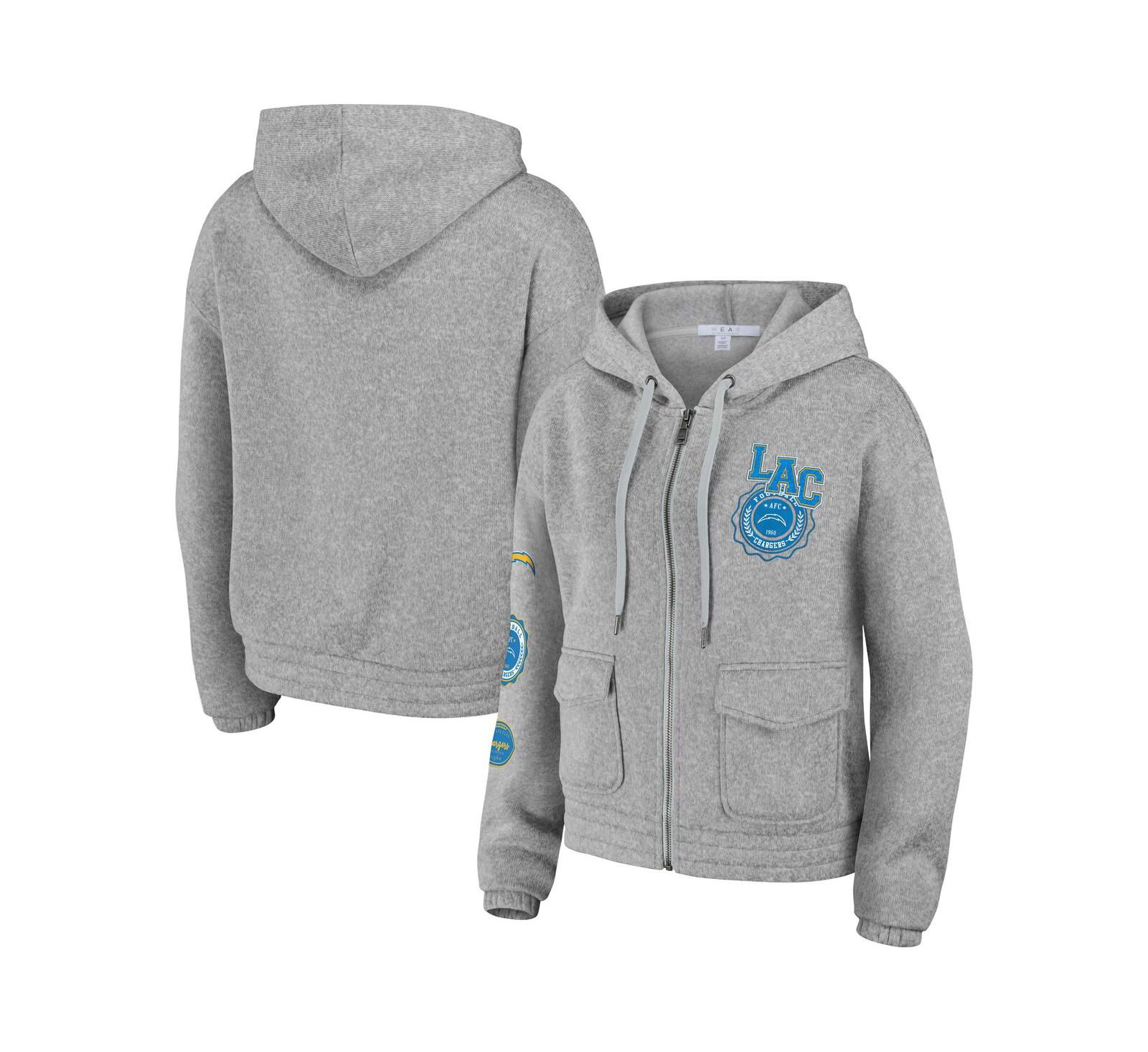 Женское худи WEAR by Erin Andrews Heather Gray Los Angeles Chargers Full-Zip