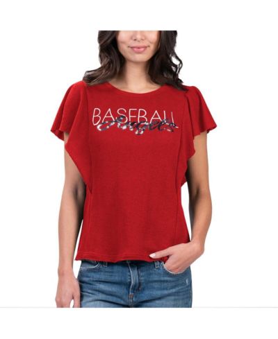 Women's G-III 4Her by Carl Banks Red Los Angeles Angels Crowd Wave T-shirt