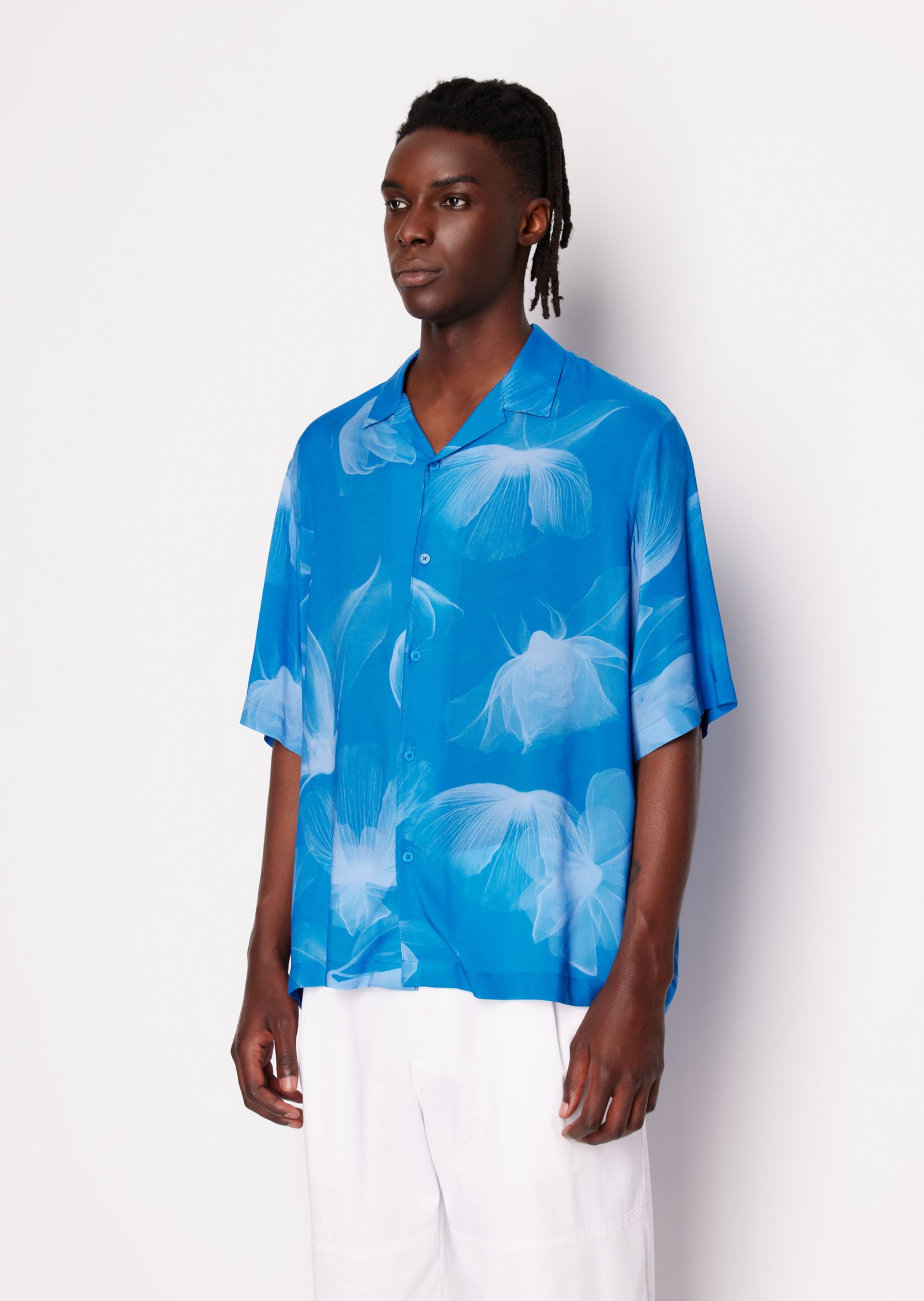 A|X Armani Exchange Men's Boxy-Fit Floral Graphic Shirt