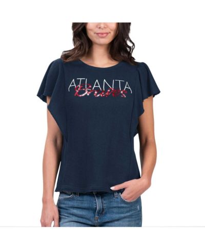 Women's G-III 4Her by Carl Banks Navy Atlanta Braves Crowd Wave T-shirt