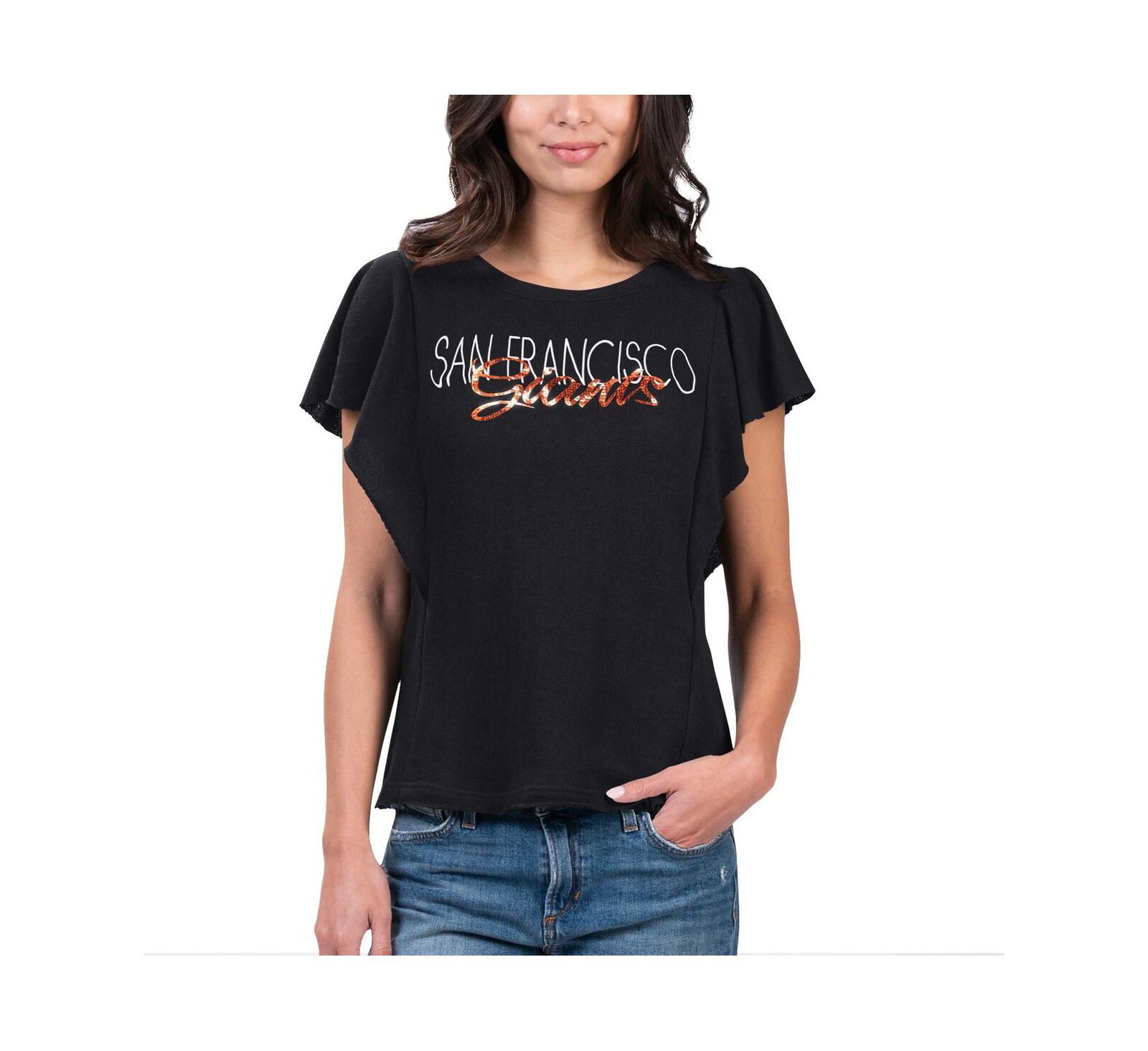 Women's G-III 4Her by Carl Banks Black San Francisco Giants Crowd Wave T-shirt