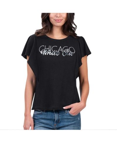 Women's G-III 4Her by Carl Banks Black Chicago White Sox Crowd Wave T-shirt