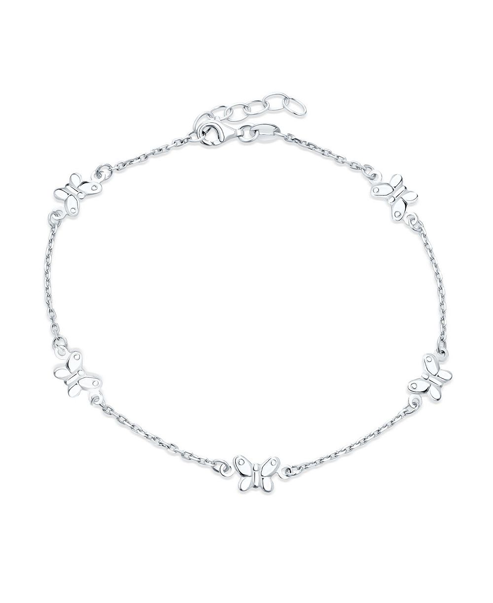 Bling Jewelry Garden Butterfly Station Charms Anklet Foot Ankle Bracelet Sterling Silver