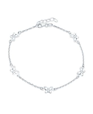 Браслет на ногу Bling Jewelry Nature Garden Station Charms Butterfly из серебра 925 Sterling Silver Adjustable