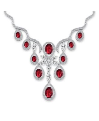 Bling Jewelry Elegant Cocktail Silver CZ Multi Teardrop Statement Collar Necklace 16"