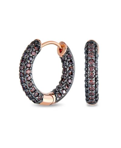 Серьги-кольца Bling Jewelry Pave CZ Pink Cocktail, позолота Rose Gold,.75 Inch