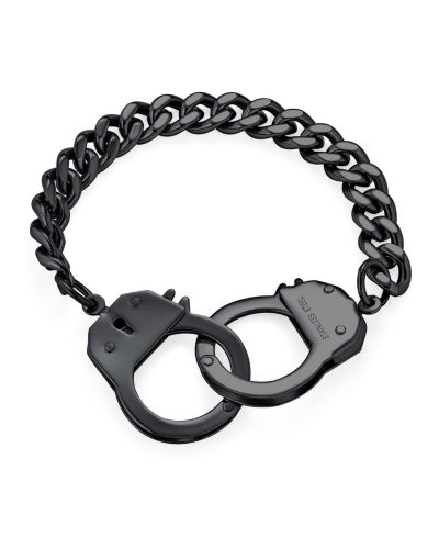 Bling Jewelry браслет-кандалы Cuban Curb Chain из черной нержавеющей стали с IP покрытием 8"