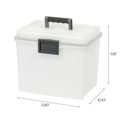 IRIS File Box WeatherPro Portable File Organizer Plastic File Box for Letter File w/ Organizer-Lid, Durable Lid and Seal w/ Secure Latching Buckles