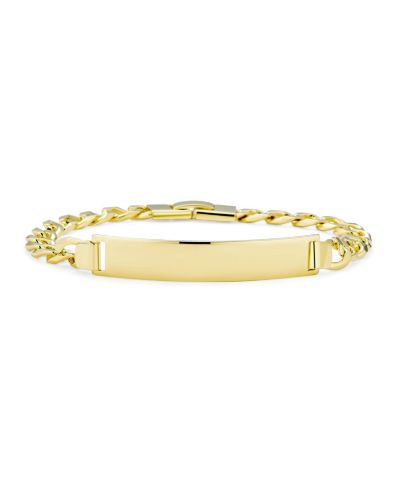 Мужской браслет Bling Jewelry Cuban Curb Chain, 18K Yellow Gold Plated, 7.5 Inch