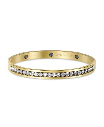 Браслет Bling Jewelry CZ Bangle Cocktail Silver Tone Stainless Steel