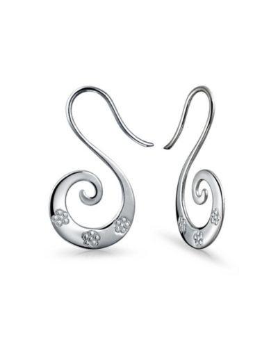 Bling Jewelry Серьги-конго Artisan Flower Blossom Swirl из стерлингового серебра