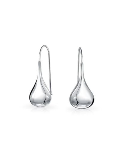 Bling Jewelry Puffed Teardrop Rain Drop Dangle Earrings Sterling Silver Fishhook Threader