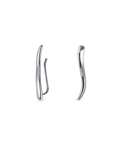 Серьги-гвоздики Bling Jewelry Minimalist Geometric Linear Wave Plated.925 Sterling