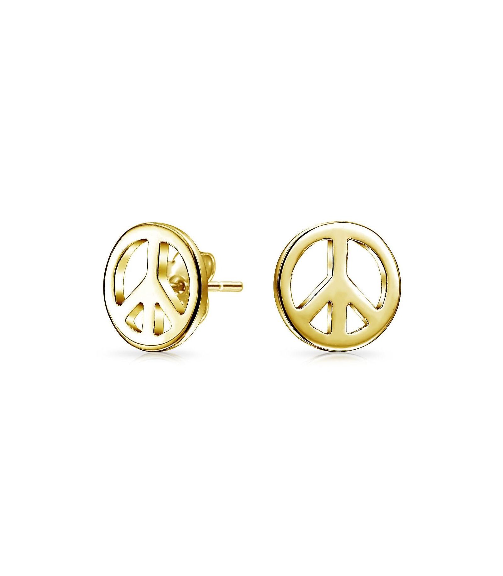 Bling Jewelry Tiny World Peace Sign Stud Earrings Silver Plated .925 Sterling Silver