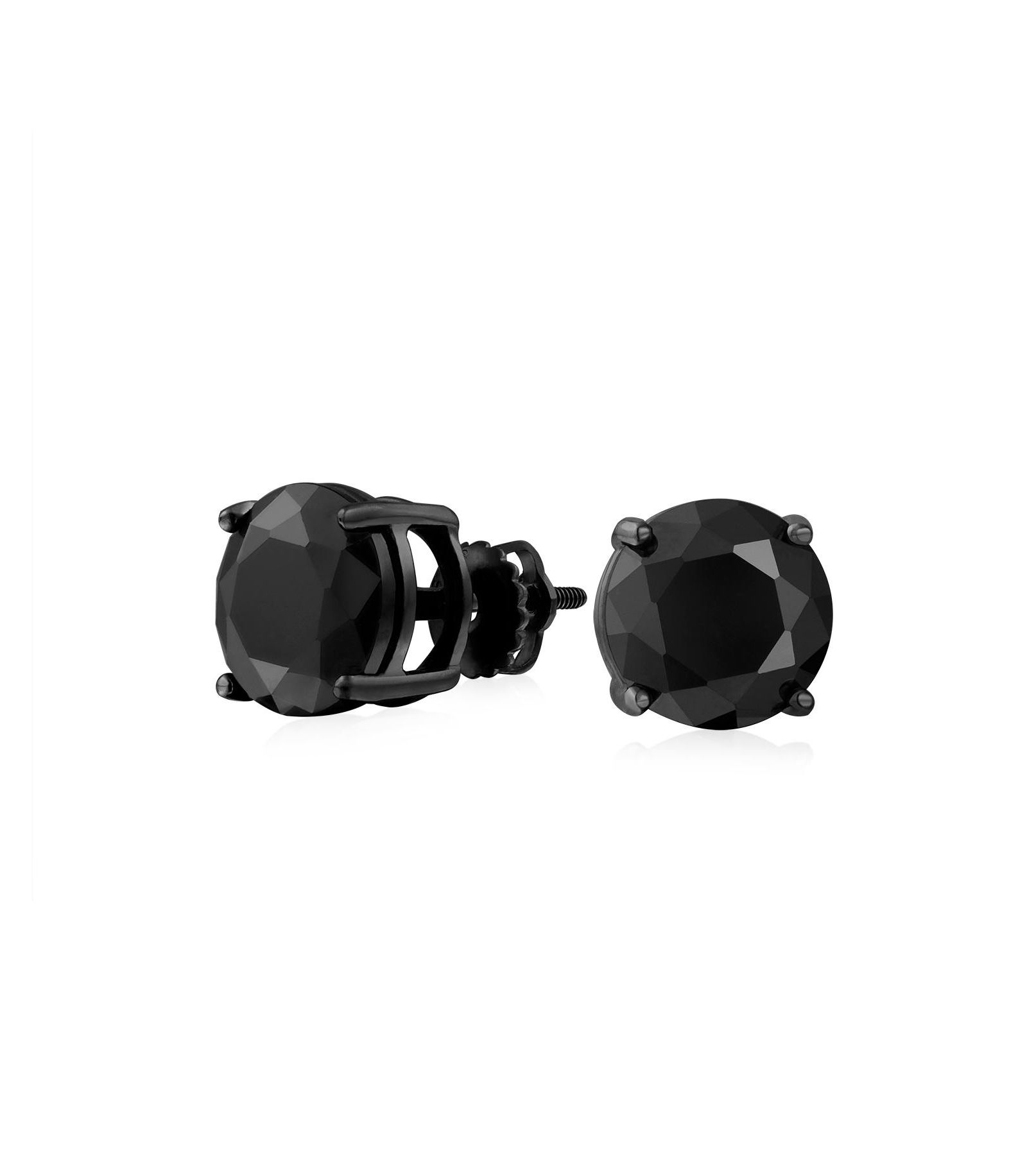 Серьги-гвоздики Bling Jewelry Sterling Silver.75CT Black On Black Round Solitaire Cubic Zirconia CZ Screw Back