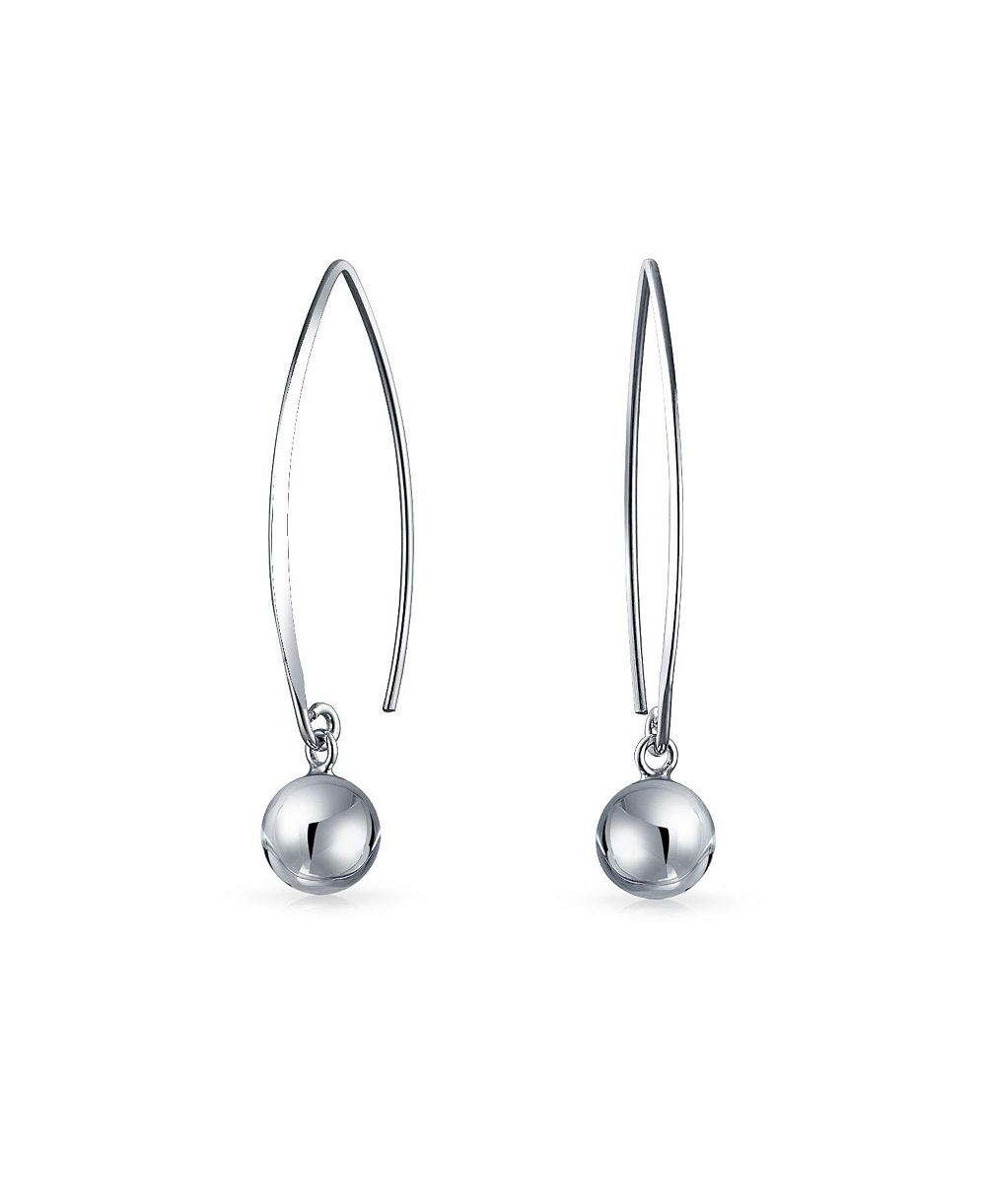 Bling Jewelry Modern Geometric Long Dangle Ball Earrings .925 Sterling Silver