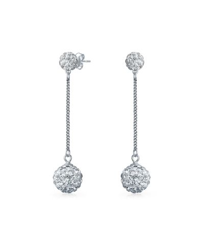 Серьги Bling Jewelry Black Red White Crystal Pave Disco Ball Long Dangle из стерлингового серебра