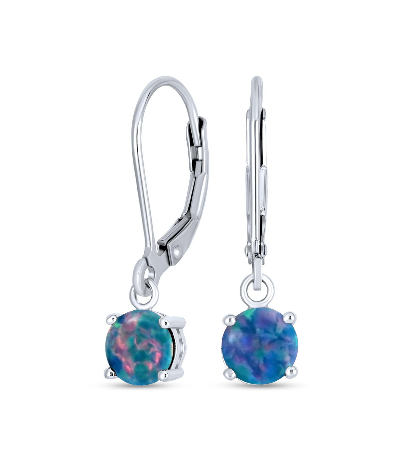 Серьги-подвески Bling Jewelry с круглым опалом и застежкой lever back