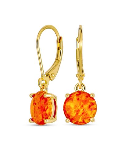 Bling Jewelry Timeless Orange Opal Solitaire Drop Earrings Sterling Silver Leverback
